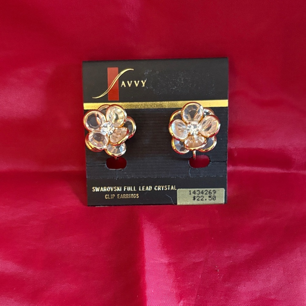 Savvy Swarovski Full Lead Crystal Clip Earrings